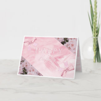Elegante Rosa Floral Happy Birthday Card Dankeskarte