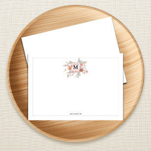Elegante rosa Floral Monogramm Notizkarte Mitteilungskarte