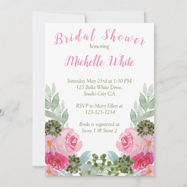 Elegante rosa Floral Wasserfarbe (Vorderseite)