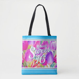 Elegante Rosa Floral Wasserfarbe mit blauem Trimm