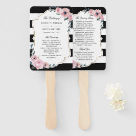 Elegante Rosa Floral Wedding Program Fans Fächer