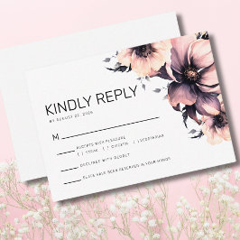 Elegante Rosa Floral Wedding Reply UAWG Begleitkarte