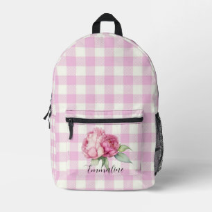 Elegante rosa, florale Aquarellpeony personalisier Bedruckter Rucksack