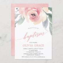 Elegante, rosa, florale Aquarelltaufe