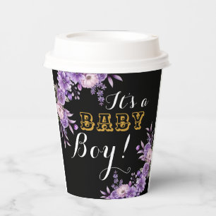 Elegante rosa florale Baby Boy Shower Party  8oz Pappbecher