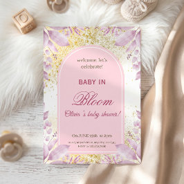 Elegante rosa florale Babyparty Einladung