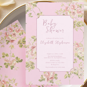 Elegante rosa florale Babyparty-Einladung Einladung