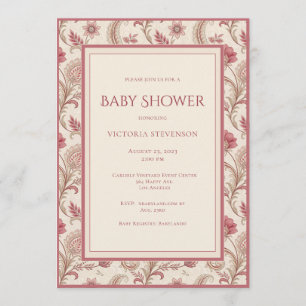 Elegante rosa florale Babyparty-Einladung Einladung