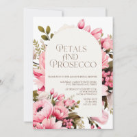 Elegante rosa florale Blüten Prosecco Brautparty