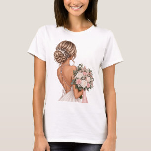Elegante rosa florale Braut – Hochzeit T-Shirt
