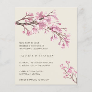 Elegante rosa florale Budget-Hochzeitseinladung
