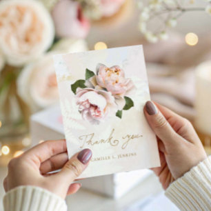 Elegante rosa florale Dankeskarten Dankeskarte