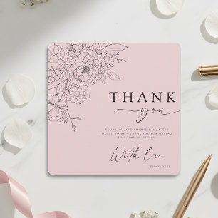 Elegante rosa Florale Dankeskarten Einladung