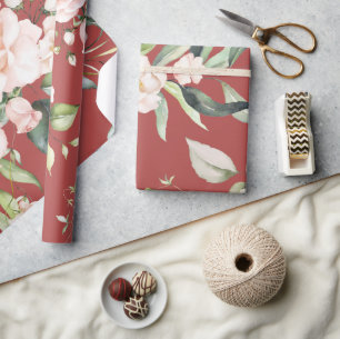 Elegante rosa Florale Eukalyptus-Geschenk Geschenkpapier