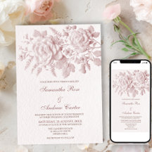 Elegante rosa florale faux geprägte Hochzeit