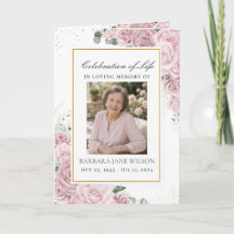 Elegante Rosa Florale Foto Trauer Gedenkfeier