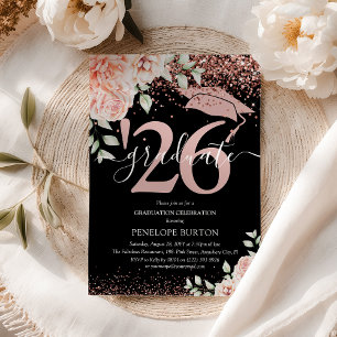 Elegante rosa florale & Glitzer Abspaltung Feier Einladung