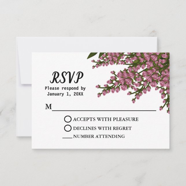 Elegante, rosa, florale Hochzeit RSVP Karte (Vorderseite)