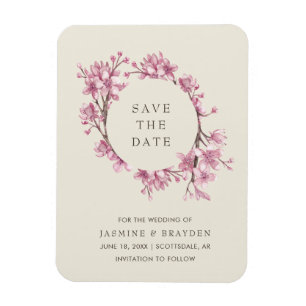 Elegante rosa florale Hochzeit - Termin vormerken Magnet
