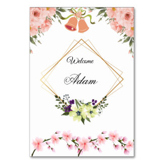 Elegante rosa florale Hochzeit Tischnummernkarte Tischnummer
