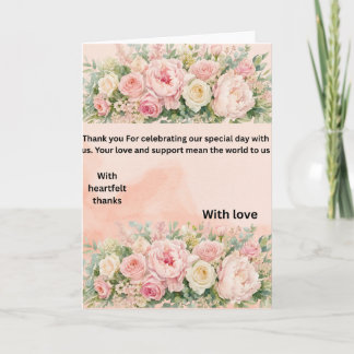 Elegante rosa florale Hochzeits-Dankeskarten & Wür Karte