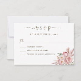 Elegante, rosa, florale Hochzeitskarte RSVP