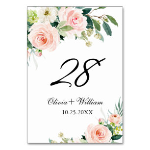 Elegante Rosa Florale Hochzeitstisch-Nummer Tischnummer