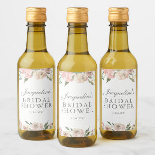 Elegante rosa florale individuelle Bridal Shower M Weinetikett