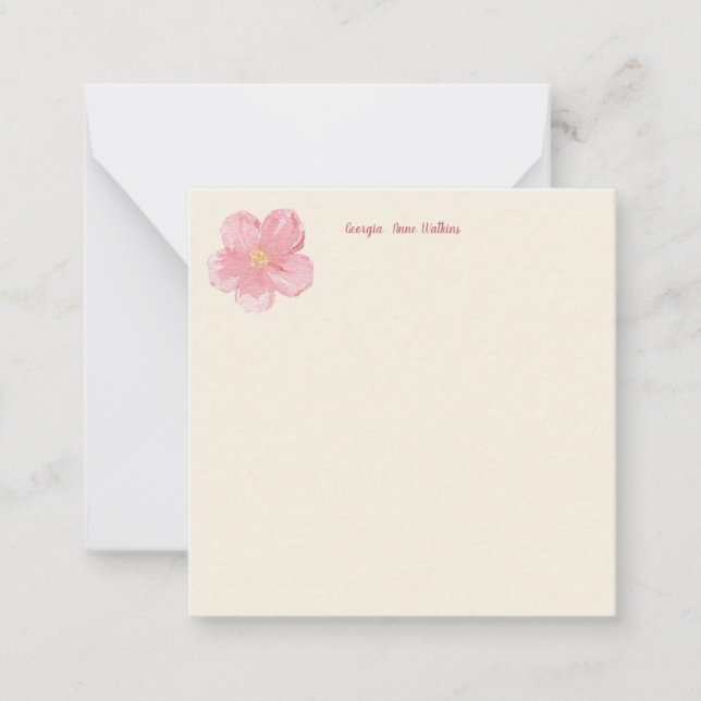 Elegante rosa, florale Mit Monogramm Note Card Mitteilungskarte (Vorderseite)
