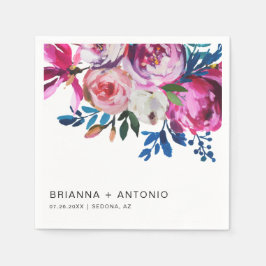 Elegante rosa florale Moderne Hochzeit Serviette