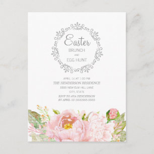 Elegante rosa florale Oster-Brunch-Ostereiersuche Postkarte