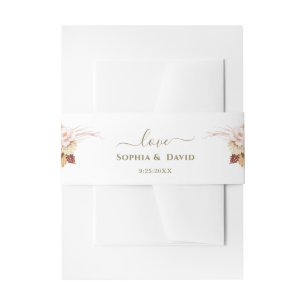 Elegante rosa Florale Pampasgras-Hochzeit Einladungsbanderole