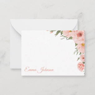 Elegante rosa florale personalisierte Notizkarte Mitteilungskarte