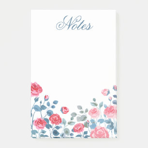 Elegante rosa florale Randnotizen Post-it Klebezettel