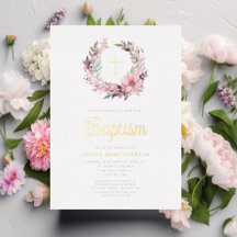 Elegante rosa florale religiöse Girl Baptisse