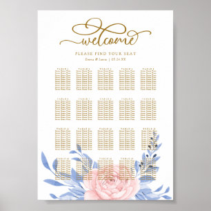 Elegante rosa, florale, rustikale Hochzeitsstiftun Poster