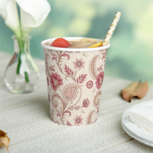 Elegante rosa florale verspielte Papiertasse Pappbecher