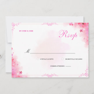 Elegante rosa florale Wasserfarbe klassische RSVP- Einladung