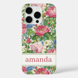 Elegante rosa florale Wasserfarbe personalisiert iPhone 16 Pro Hülle