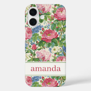 Elegante rosa florale Wasserfarbe personalisiert iPhone 16 Hülle