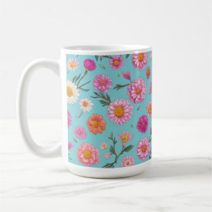 Elegante rosa florale weiße Gänseblümchen rosa Blu Kaffeetasse