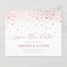 Elegante Rosa Foil Confetti Save the Date weiß