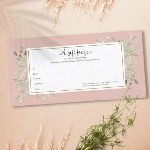 Elegante rosa Frühlingsblätter-Geschenkgutschein