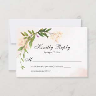 Elegante Rosa Garden Blume Grüne Hochzeit RSVP Karte