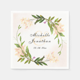 Elegante Rosa Garden Blume Grüne Hochzeit Serviette