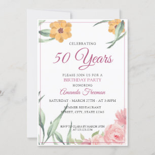 Elegante Rosa & Gelbe Blumenmutter zum Geburtstag Einladung