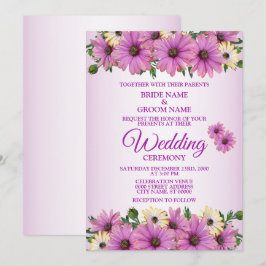 Elegante rosa gelbe florale rustikale Hochzeit Einladung