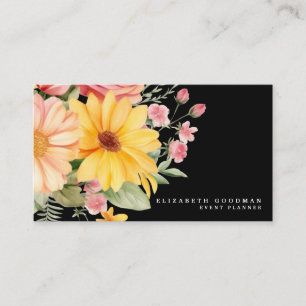 Elegante rosa gelbe schwarze, florale Visitenkarte