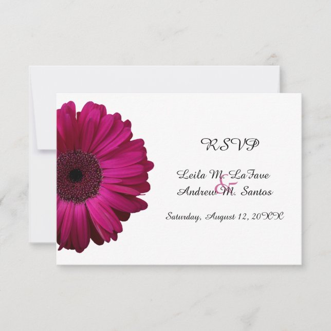 Elegante Rosa Gerbera Daisy Wedding RSVP Card (Vorderseite)