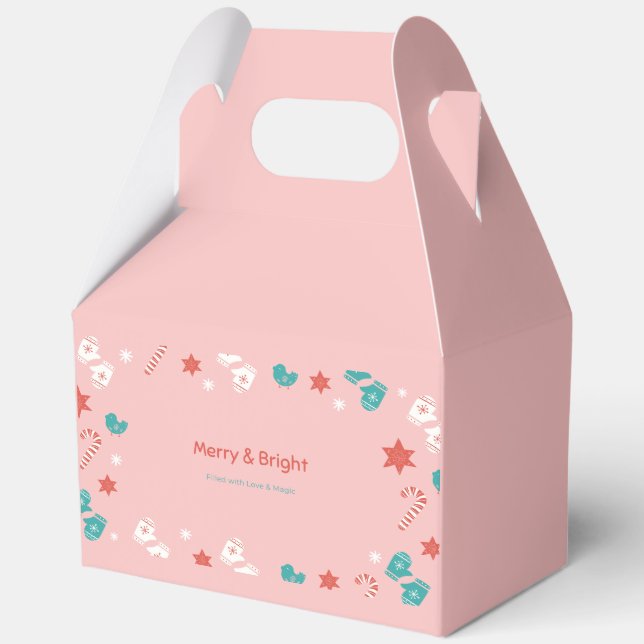 Elegante rosa Geschenkboxen für Weihnachten, Feste Geschenkschachtel (Rückseite)